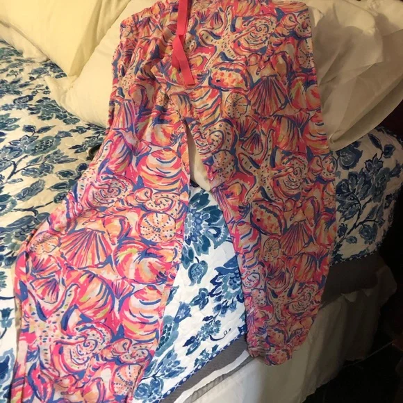 Lily Pultizer 100 % Cotton Floral Drawstring Lounge Or Sleep Pants EUC - Picture 2 of 7
